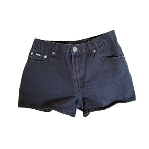 Vintage lei late 90s Girl y2k black high rise jean shorts Summer Classic Basic